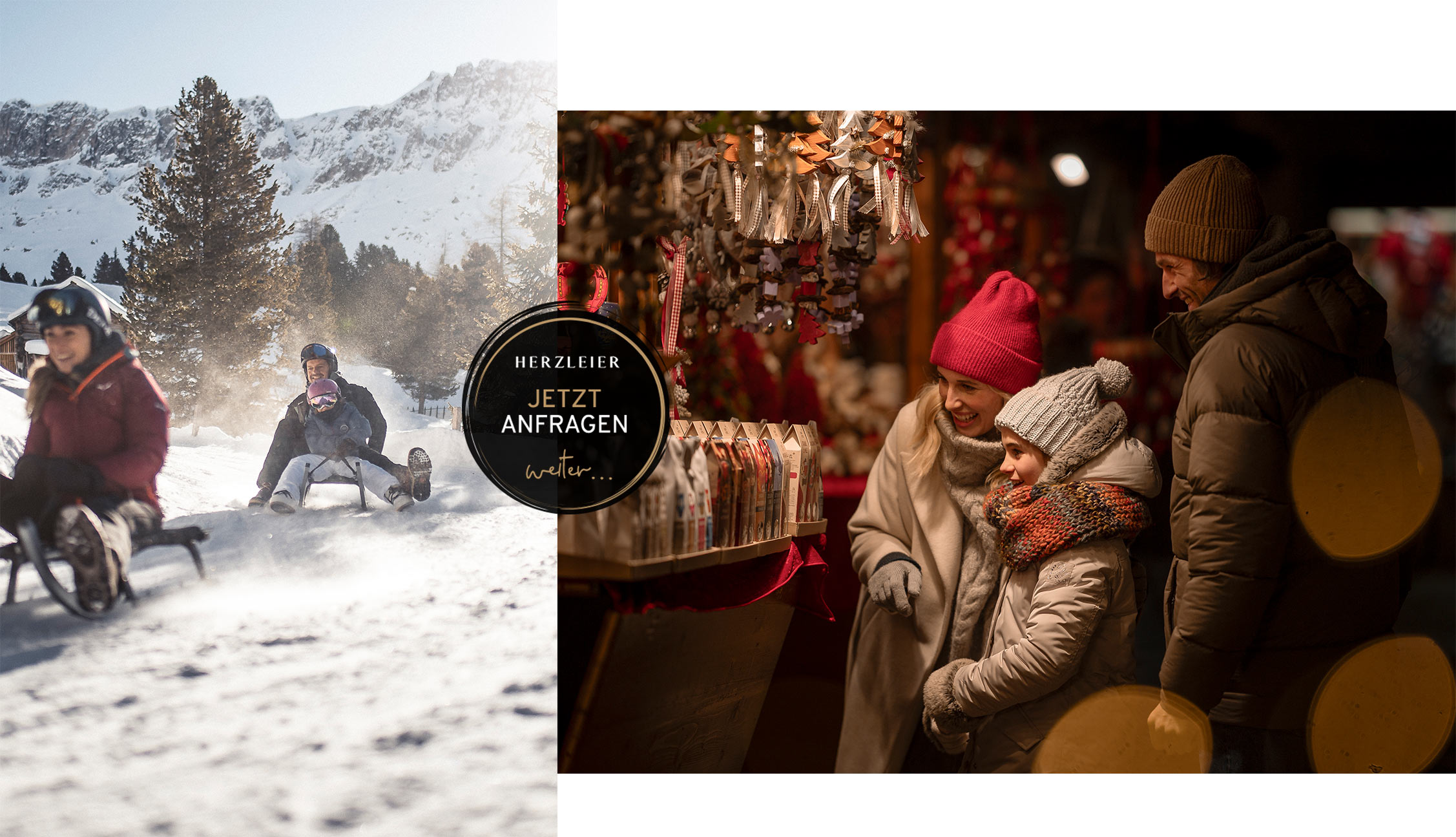 Winterurlaub in Südtirol Langlaufen Skifahren Rodeln Winterwandern Kinderspass Winterfreuden Schnee Dolomiten Weihnachten